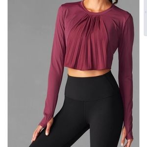 Tavi Pleated Long Sleeve Top - size Small in Garnet